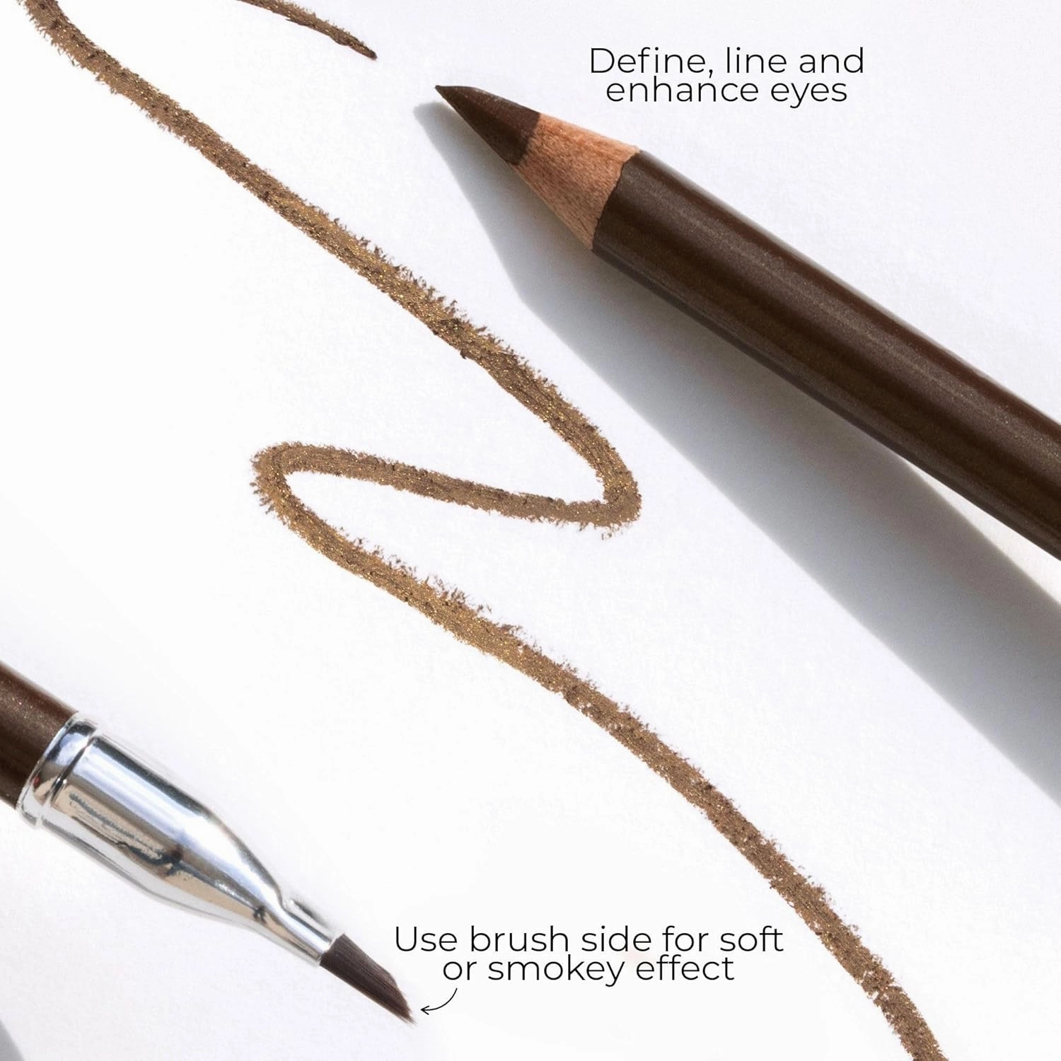 FITGLOW Beauty Vegan Eyeliner Pencil | Long-Lasting Eye Liner with Blending Brush | Smudge-Proof Eyeliner | Sensitive Eye Makeup | Natural, Clean & Cruelty-Free Eye Pencil | Bronze, 1.1g