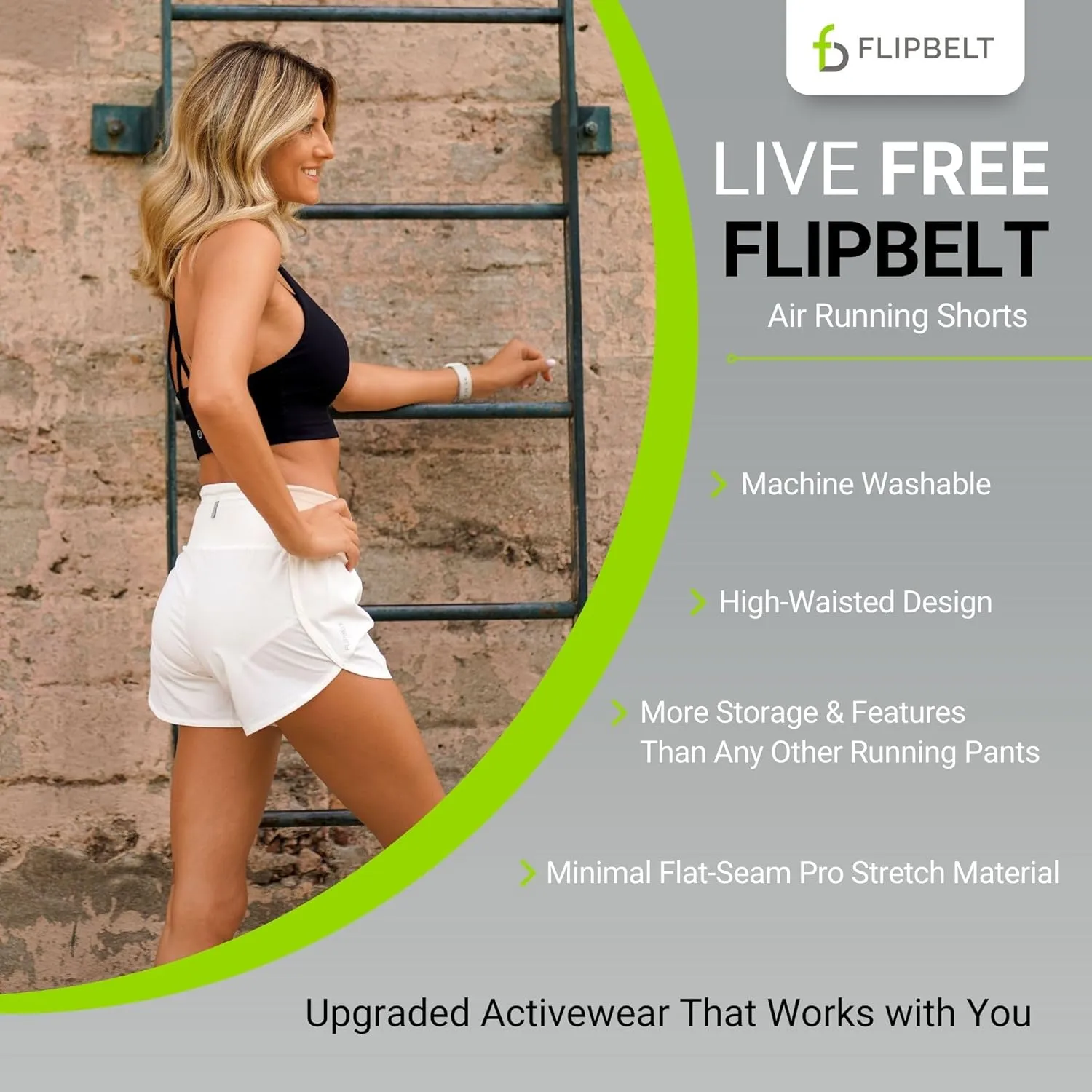 FlipBelt High Waisted Quick-Dry Air Running Shorts Workout Sport Layer Active Shorts with Pockets and Built in Running Belt