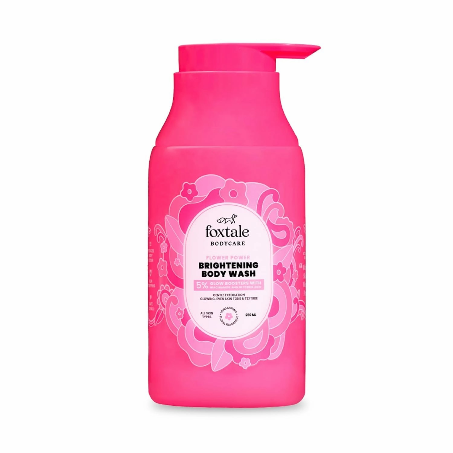 Foxtale. De-Tan Brightening Body Wash | Glycolic Acid & Niacinamide | Removes Tan & Evens | 6  hrs odour control | SLS-Free | Body Wash for Women & Men | All Skin Type | 250 ml