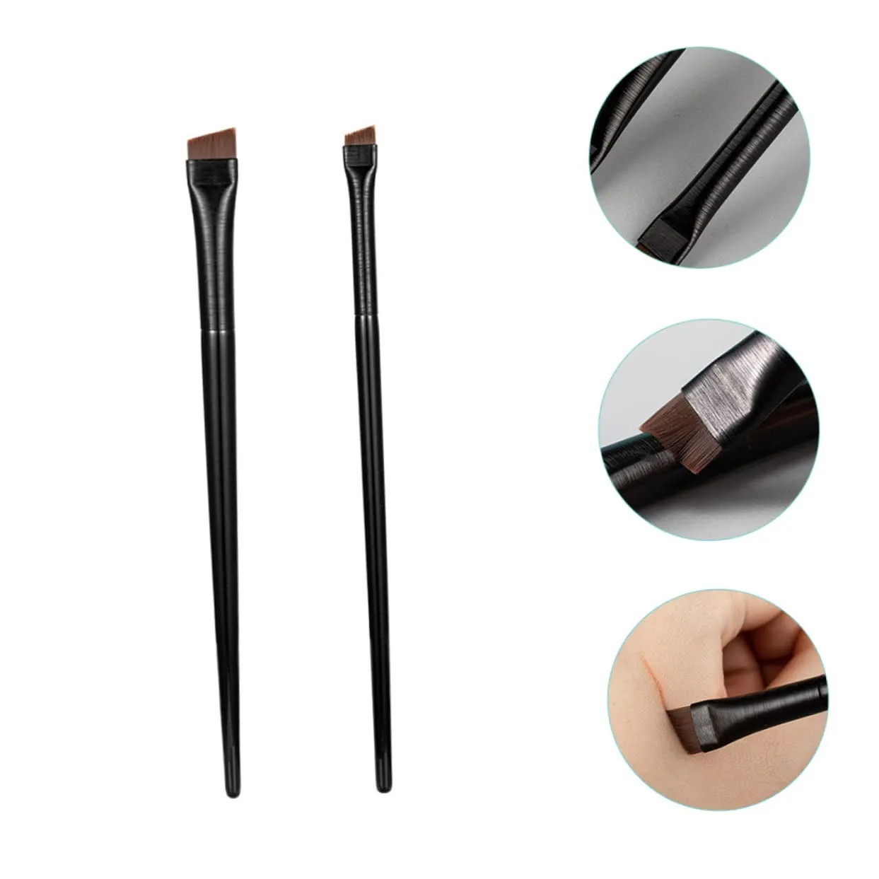 FRCOLOR 15sets Angled Eyeliner Eyebrow Brushes Ultra Thin Travel Makeup Tool Comfortable Handles Soft Bristles for Precise Eye Makeup Application Design for Easy Grooming