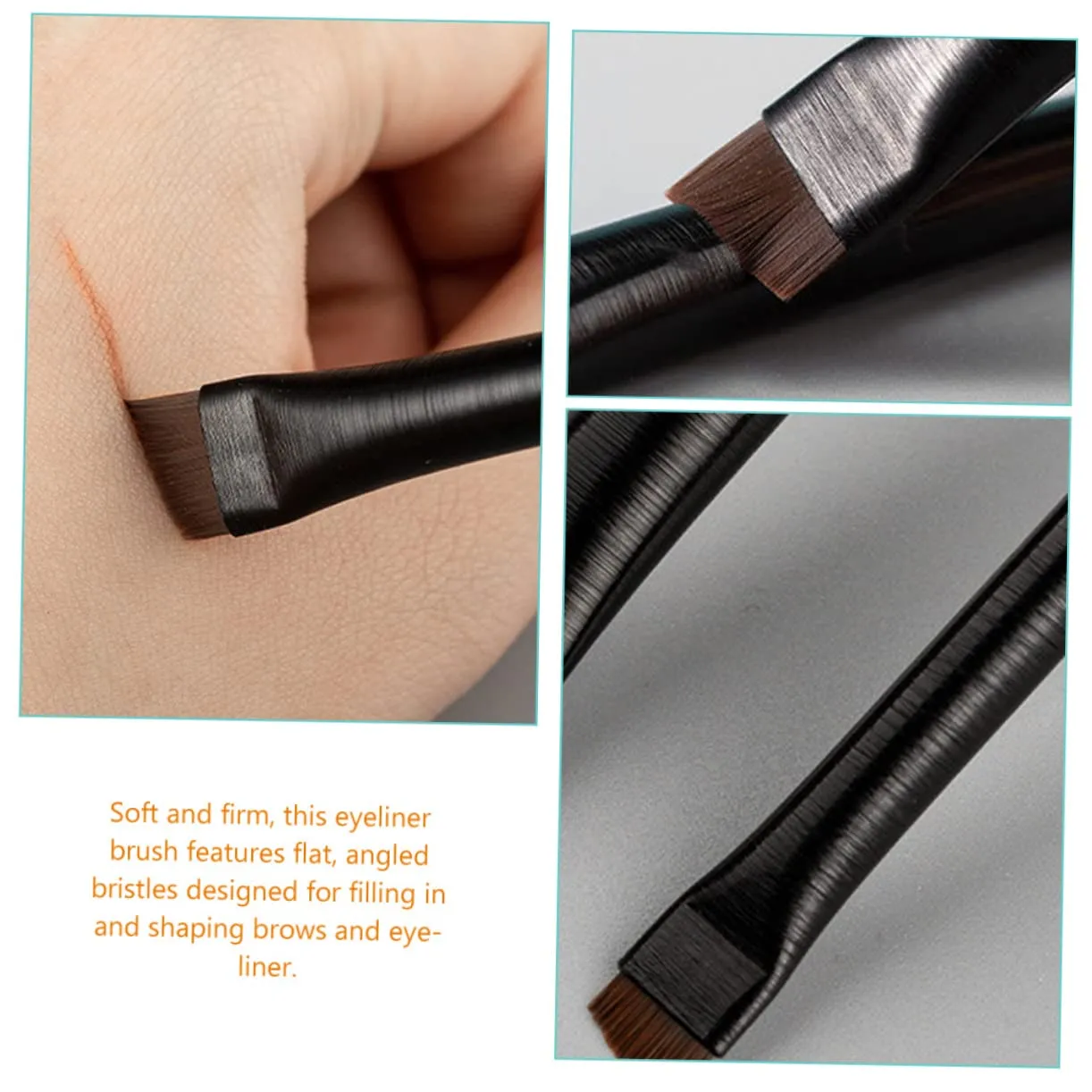 FRCOLOR 15sets Angled Eyeliner Eyebrow Brushes Ultra Thin Travel Makeup Tool Comfortable Handles Soft Bristles for Precise Eye Makeup Application Design for Easy Grooming