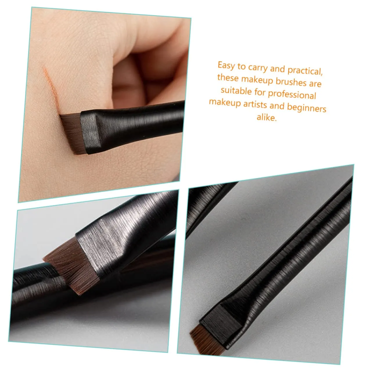 FRCOLOR 15sets Angled Eyeliner Eyebrow Brushes Ultra Thin Travel Makeup Tool Comfortable Handles Soft Bristles for Precise Eye Makeup Application Design for Easy Grooming