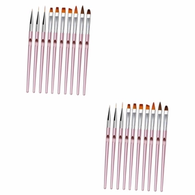 FRCOLOR 20pcs Nail Art Brush Crystal Nail Liner Dotting Pen for Professional Home Use Rose Gold Handle Lightweight Easy to Use for Manicure