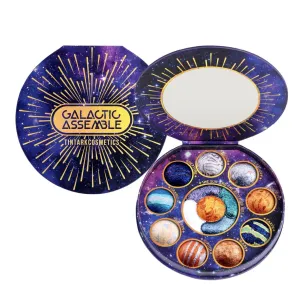Galactic Assemble Eyeshadow Palette 14 Colors Glitter Shimmer Metallic Eye Shadow Pallet Brown Blue Galaxy Eye Makeup Palettes Create Space-like Eyes Make up Vegan & Talc Free