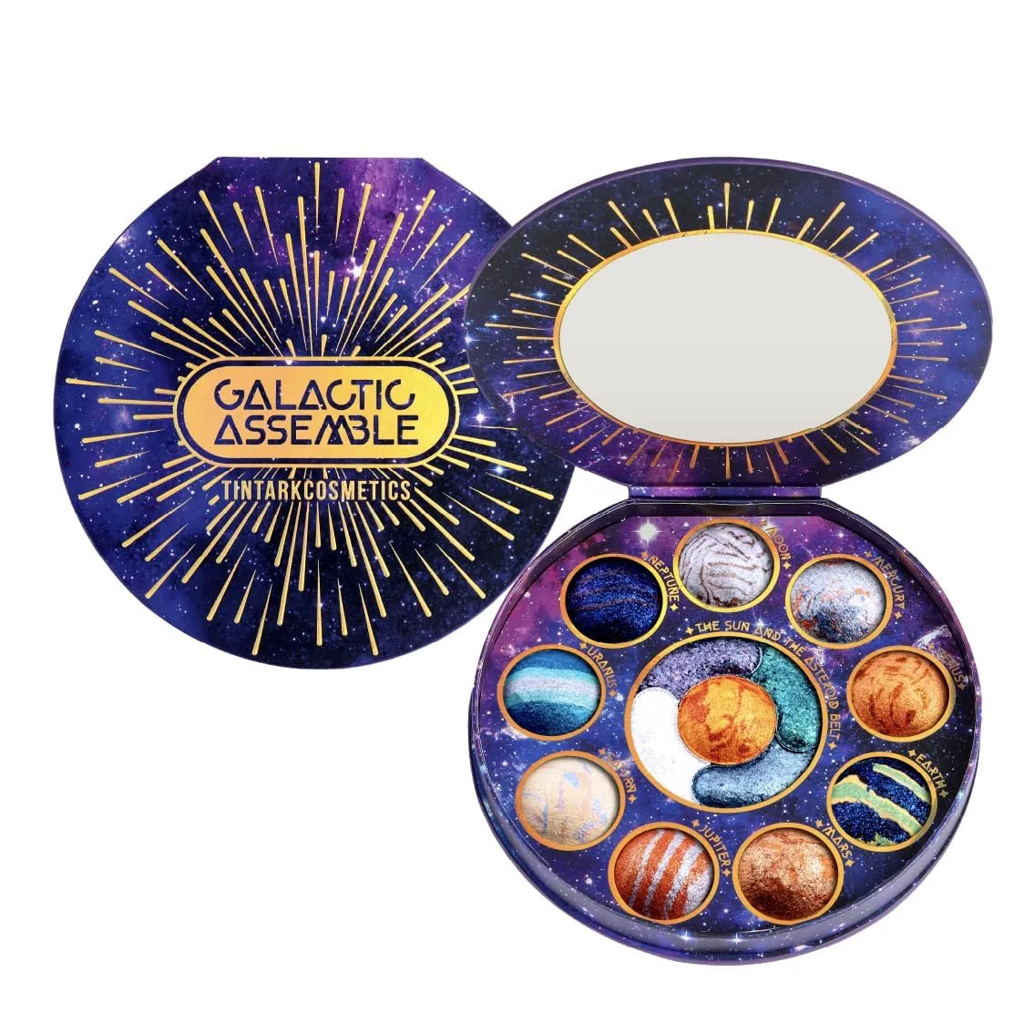 Galactic Assemble Eyeshadow Palette 14 Colors Glitter Shimmer Metallic Eye Shadow Pallet Brown Blue Galaxy Eye Makeup Palettes Create Space-like Eyes Make up Vegan & Talc Free