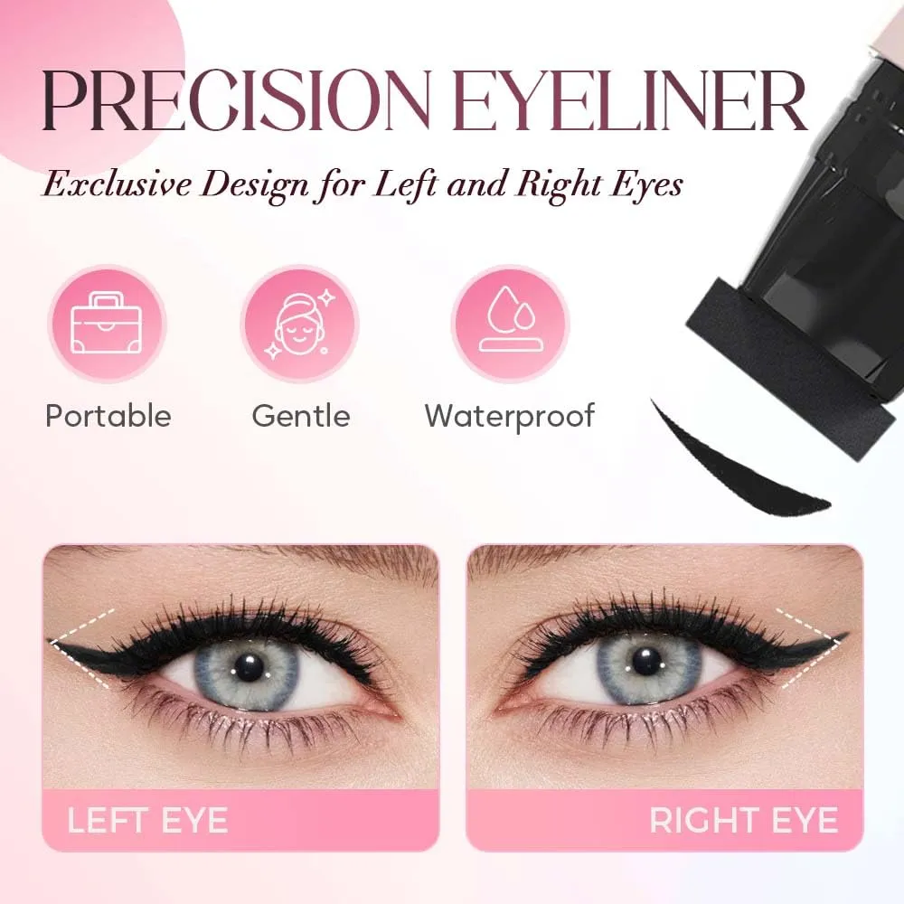 Gel Eyeliner Pencil Set, 2025 New Foldable Eyeliner Stamp for Perfect Wings, Waterproof Eyeliners Tool, Smudge Proof Eyeliners Pen for Beginners (2pcs Brown)