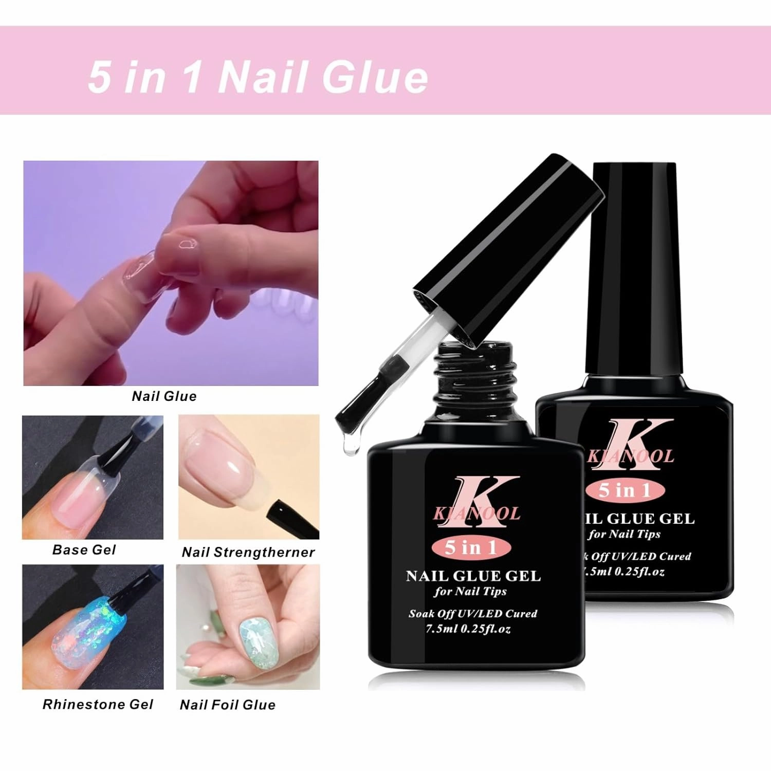 Gel X Nail Tips Square Acrylic Nail Kit, 552pcs Short Soft Gel Nail Press On Nail Kit with UV Nail Lamp and 5 In 1 Nail Glue, Full Nail Tips for False Nails Manicure Extension Set