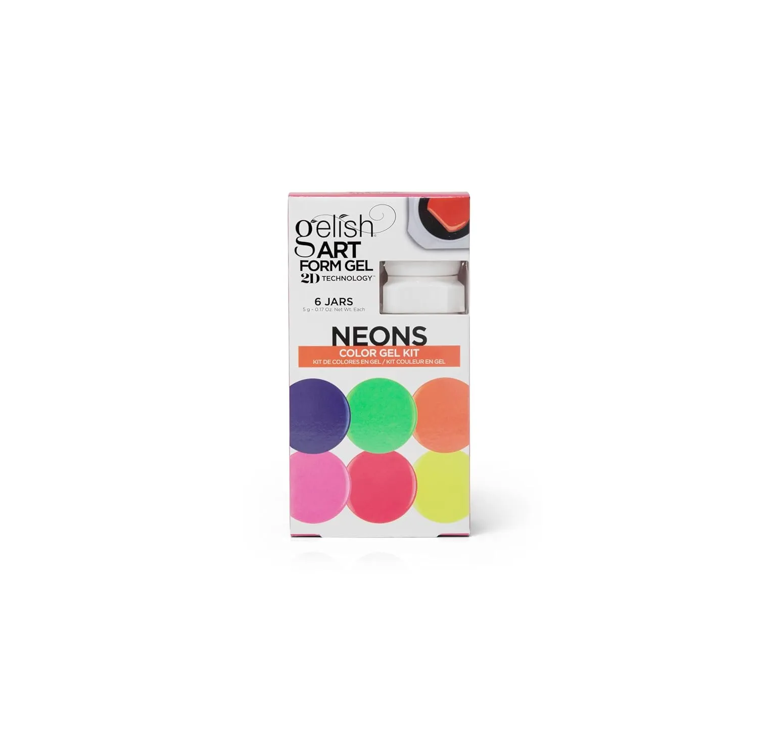 Gelish Art Form Gel Kit – Professional 2D Technology Nail Art Gel for Precision Design, Versatile Manicure Supplies, Salon-Quality Finish (Neons Kit)