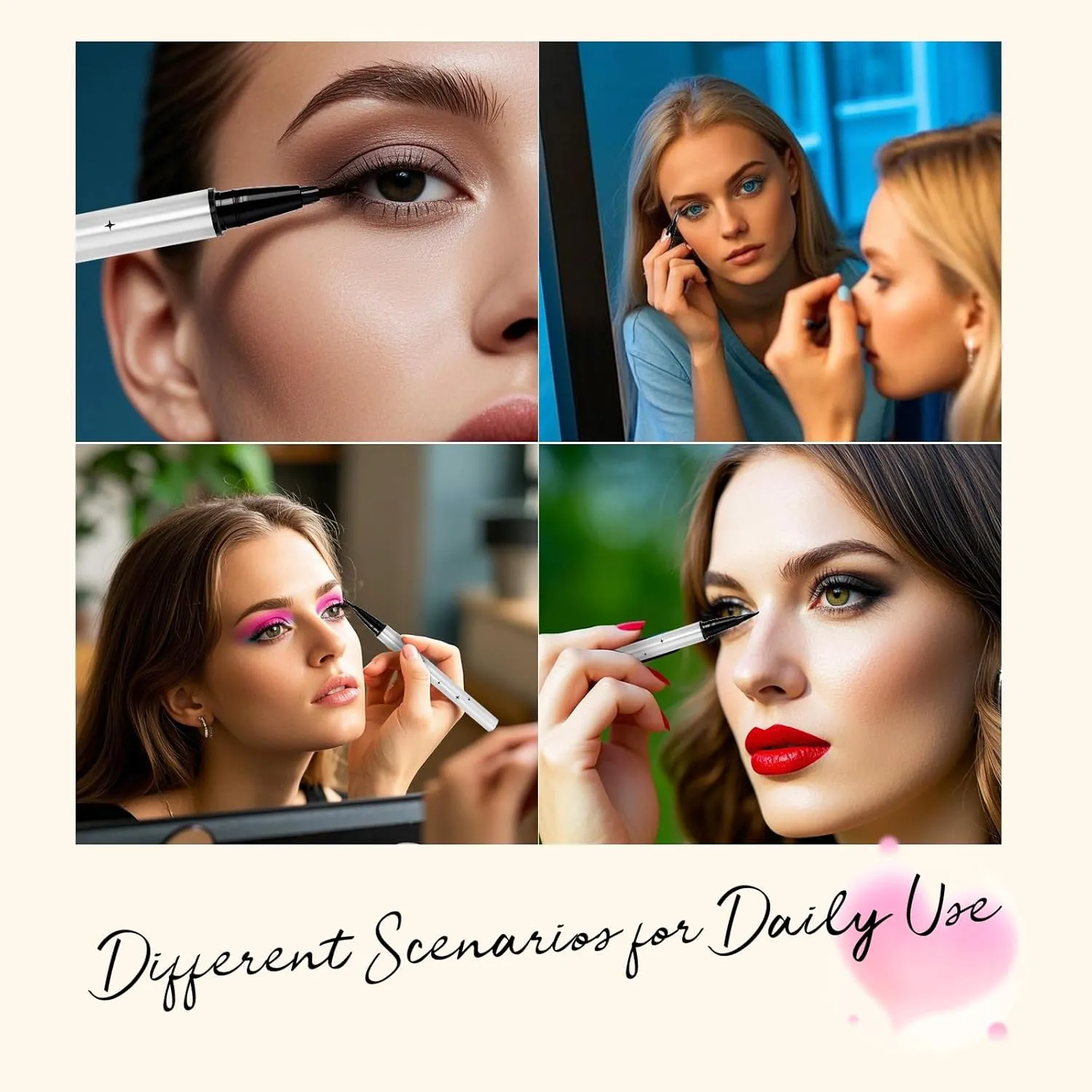 GEMERRY Lower Lash Stamp with Ink Waterproof& Long Lasting Bottom Eyelash Stamp 2 in 1 Liquid Eyeliner Kit Quick Eye Makeup Tool for Beginners(Black)