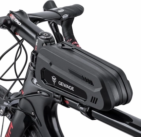 GEWAGE Bike Bag Bicycle Front Frame Bag Bike Phone Holder Bike Phone Bag Top Tube Bag Handlebar Bags Bike Accessories for Mountain Road Bike, Black