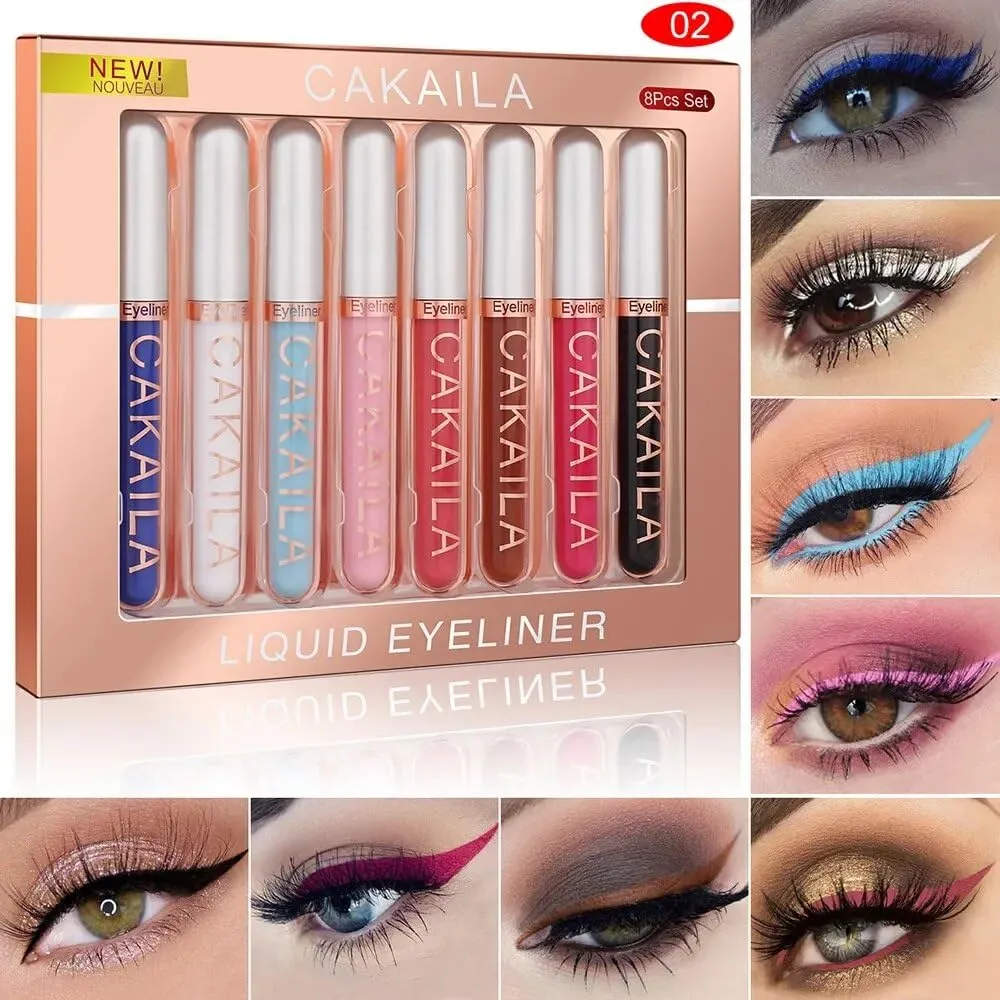 Glitter Colorful Matte Eyeliner Sets Waterproof Eye Liner Pen Gel Makeup Uv Glitter Eye Make Up Cosmetics Eyeliners Kit 8 Colors (2)