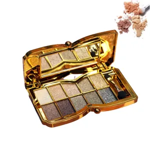Glitter Eyeshadow Palette, 10 Colors Shimmer, Gold, Highly Pigmented, Long Lasting, Waterproof, Sweatproof, Professional, Nude