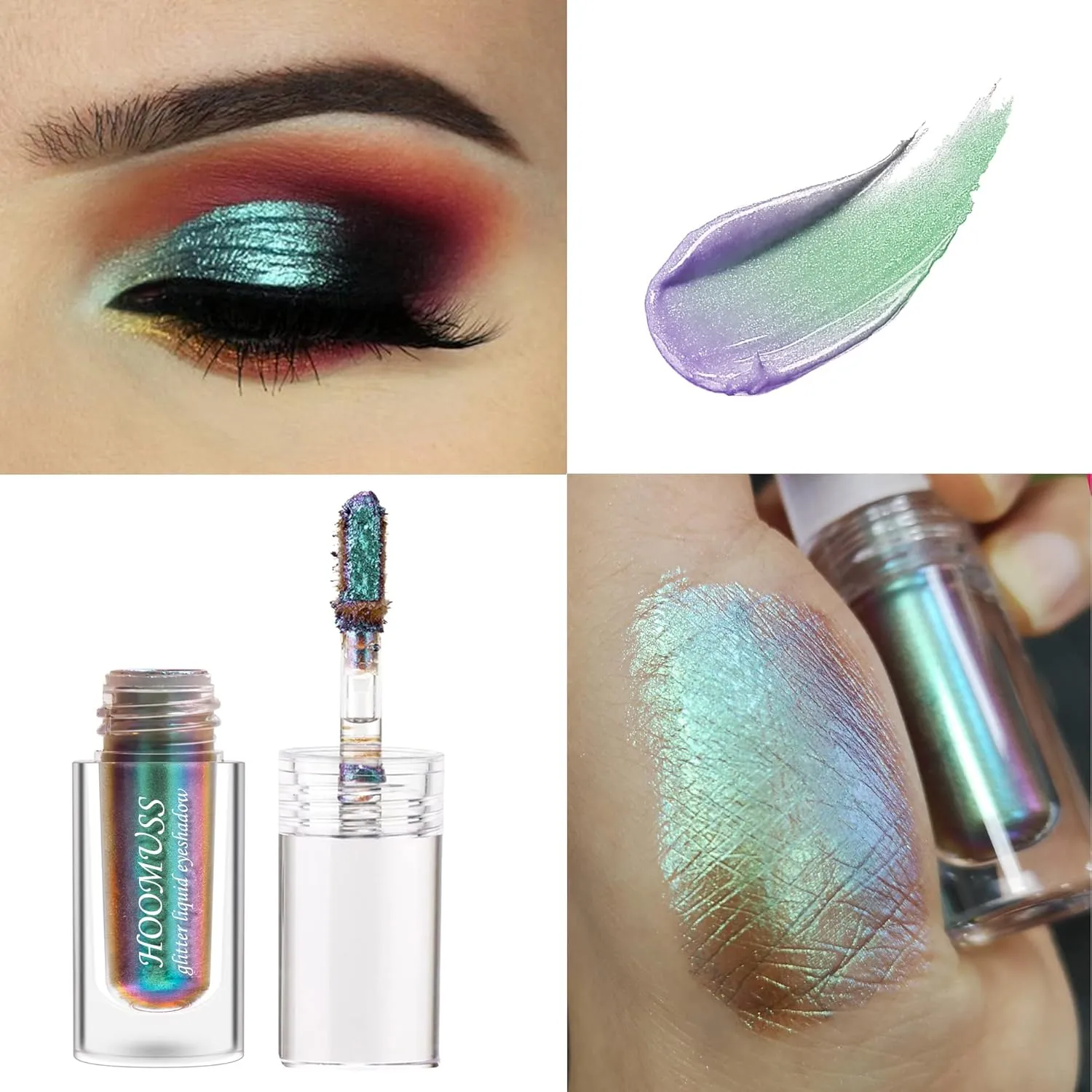 Glitter Liquid Eyeshadow, 3Colors Chameleon Liquid Metallic Eyeshadows Holographic Glitter Multichrome Eye Makeup Set, Long Lasting Wearing, Highly Pigment, Quick-Drying (#1 3 6)