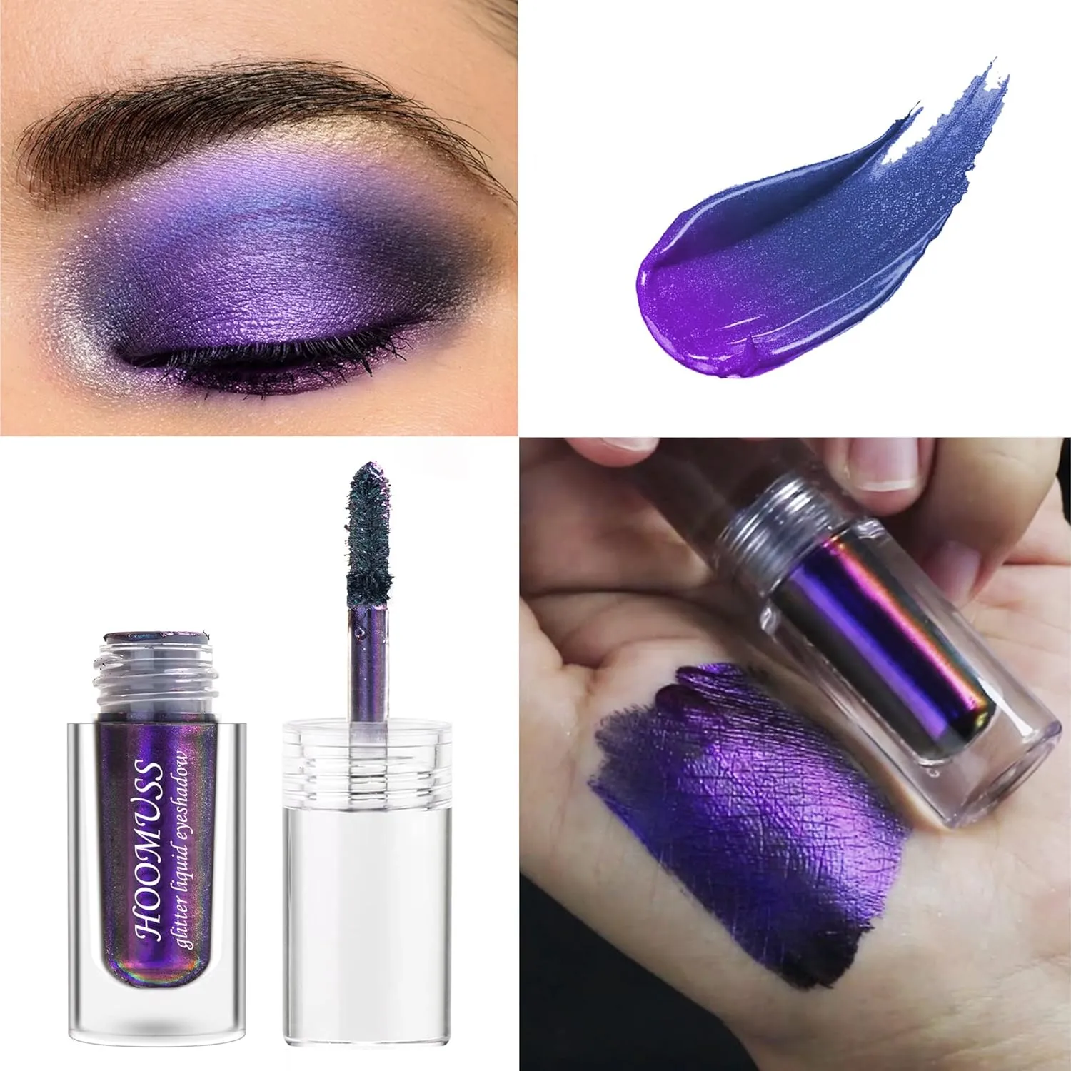 Glitter Liquid Eyeshadow, 3Colors Chameleon Liquid Metallic Eyeshadows Holographic Glitter Multichrome Eye Makeup Set, Long Lasting Wearing, Highly Pigment, Quick-Drying (#1 3 6)