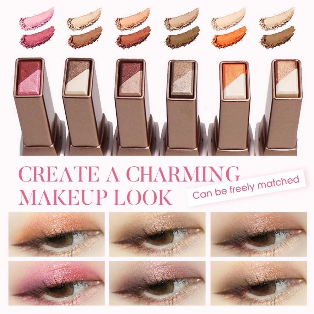 Glitter Gradient Eyeshadow Stick, Dual-Tone Shimmer Eyeshadow Stick, Waterproof & Long-Lasting Eye Shadow Pencil for Effortless Eye Makeup (06 - Rose Gold)