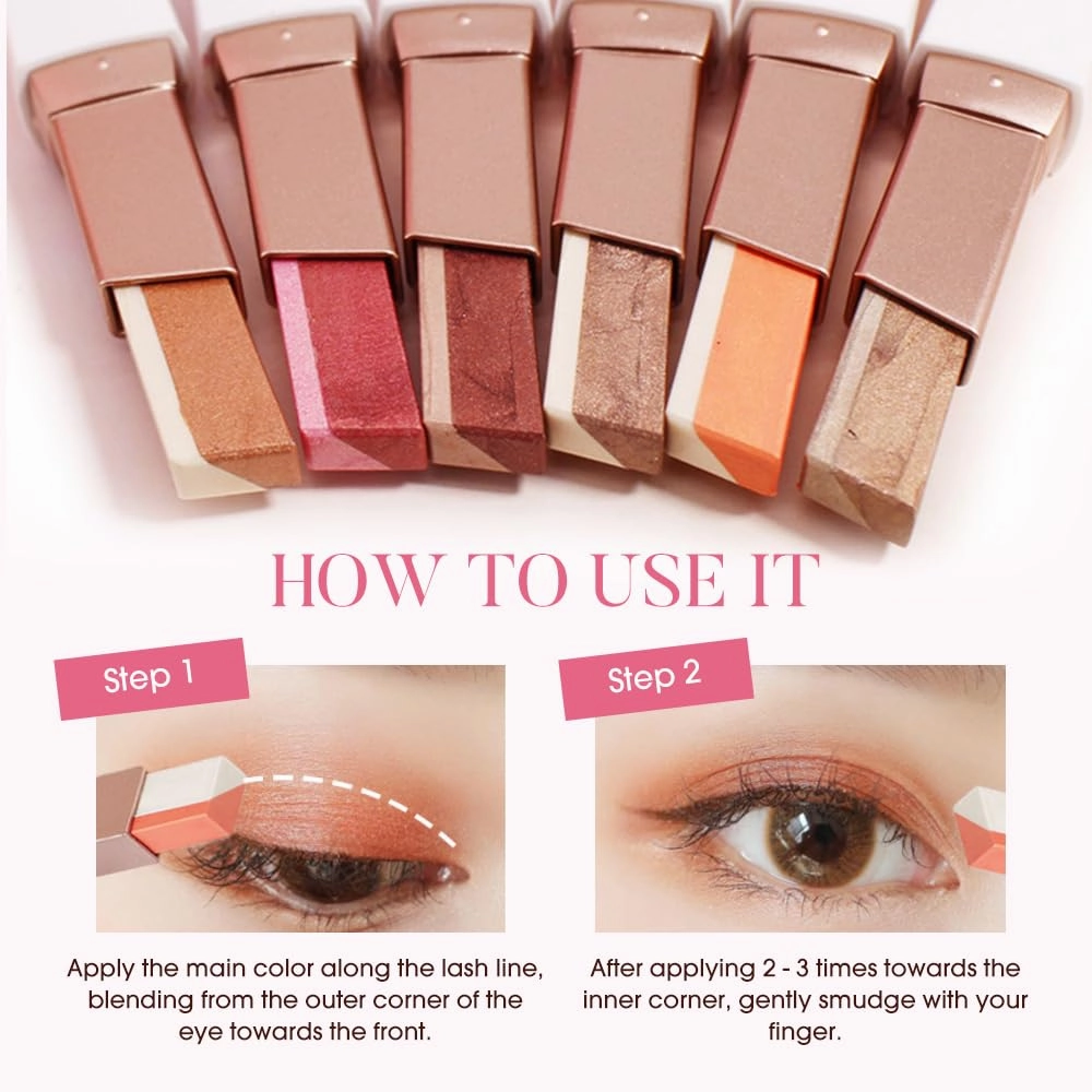 Glitter Gradient Eyeshadow Stick, Dual-Tone Shimmer Eyeshadow Stick, Waterproof & Long-Lasting Eye Shadow Pencil for Effortless Eye Makeup (06 - Rose Gold)