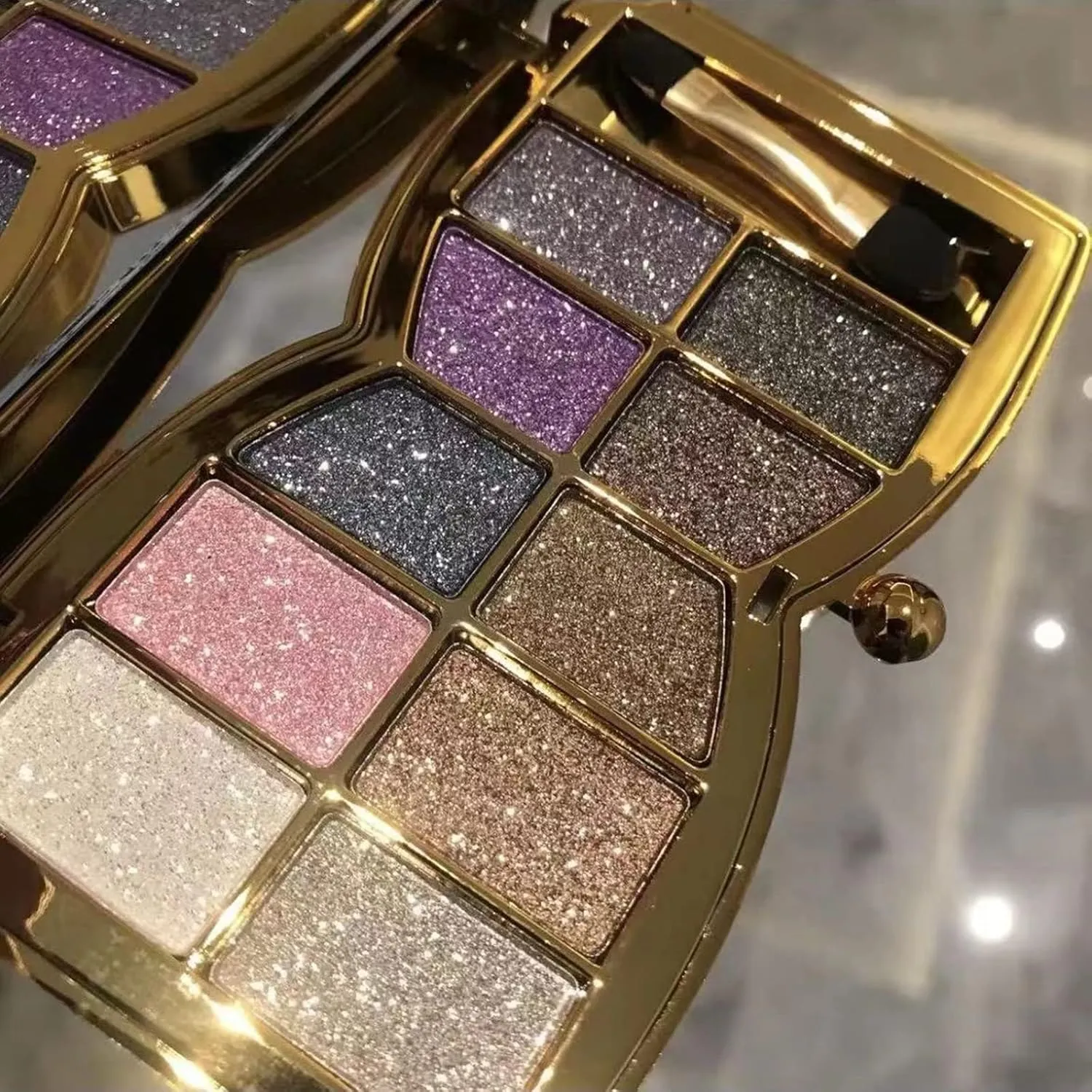 Gold Eye Shadow Eyeshadow Palette Shimmer - 10 Colors Sparkly Eyeshadow Glitter Highly Pigmented Long Lasting Waterproof Sweatproof Professional Nudes Warm Natural Neutral Smoky Cosmetic(#02)
