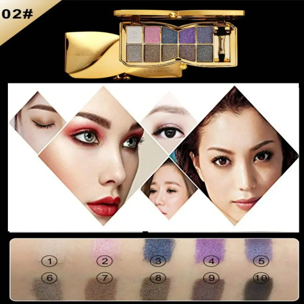 Gold Eye Shadow Eyeshadow Palette Shimmer - 10 Colors Sparkly Eyeshadow Glitter Highly Pigmented Long Lasting Waterproof Sweatproof Professional Nudes Warm Natural Neutral Smoky Cosmetic(#02)
