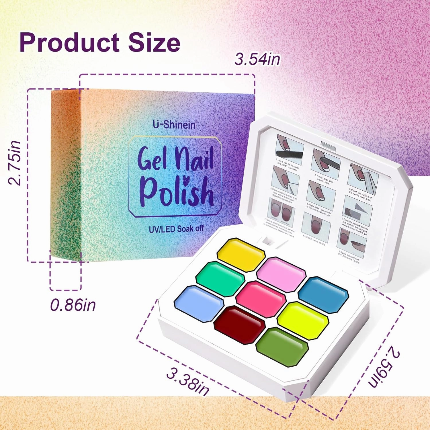 Gradient Painting Gel, 9 Colors Ombre Gel Nail Polish with Tweezers for Ombre Nails Aura Nails French Manicure Soak Off UV Long-lasting No-wipe Home Salon DIY Nail Art ChromaGlow