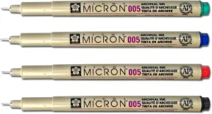 G.T. Luscombe Company, Inc. Pigma Micron 005 Ultra Fine Point Bible Note Pen Kit | No Bleed Pigmented Ink | Bible Safe | No Smearing or Fading | Black, Blue, Green, Red (Set of 4) | New Packaging |