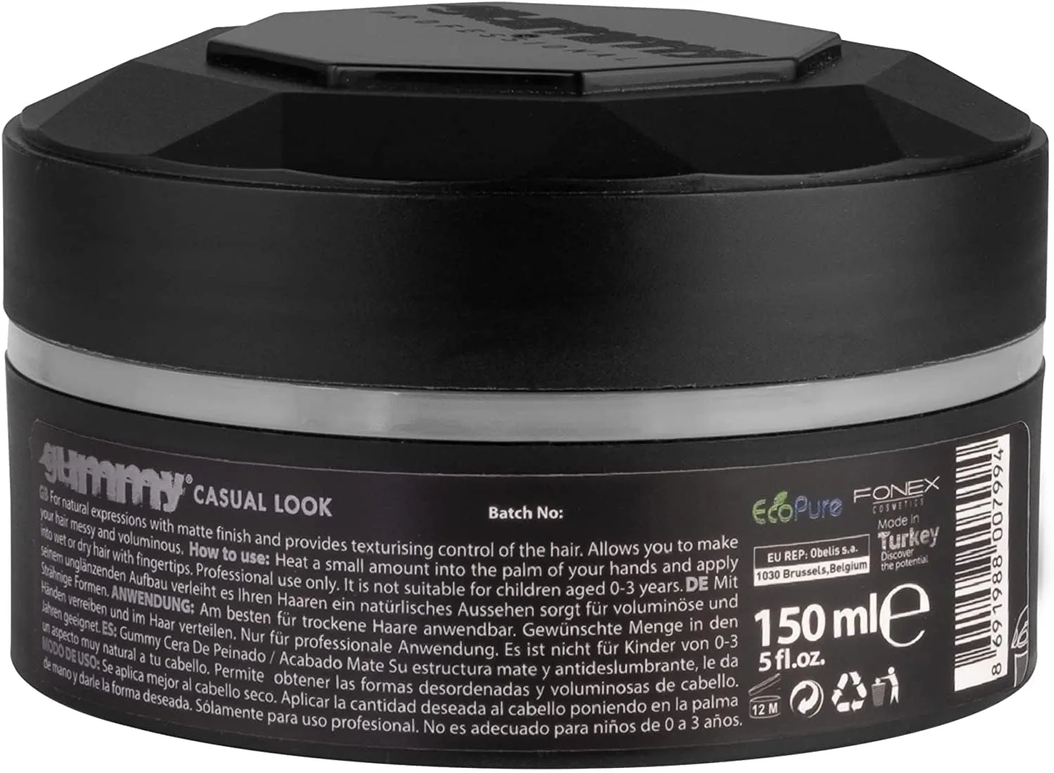 Gummy Casual Look Hair Styling Wax 5.07 fl.oz - Matte Look, 150 ml (Pack of 3)