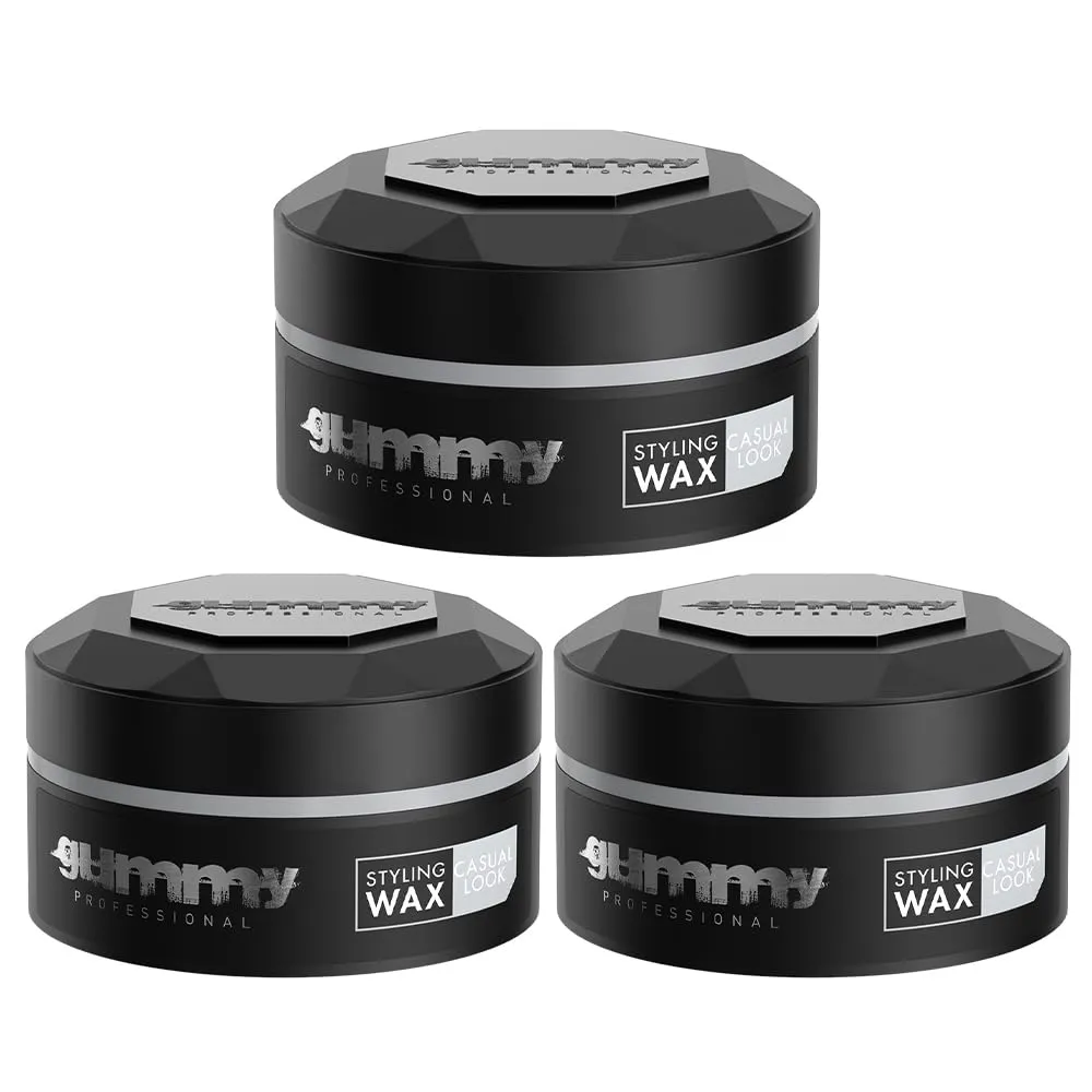 Gummy Casual Look Hair Styling Wax 5.07 fl.oz - Matte Look, 150 ml (Pack of 3)