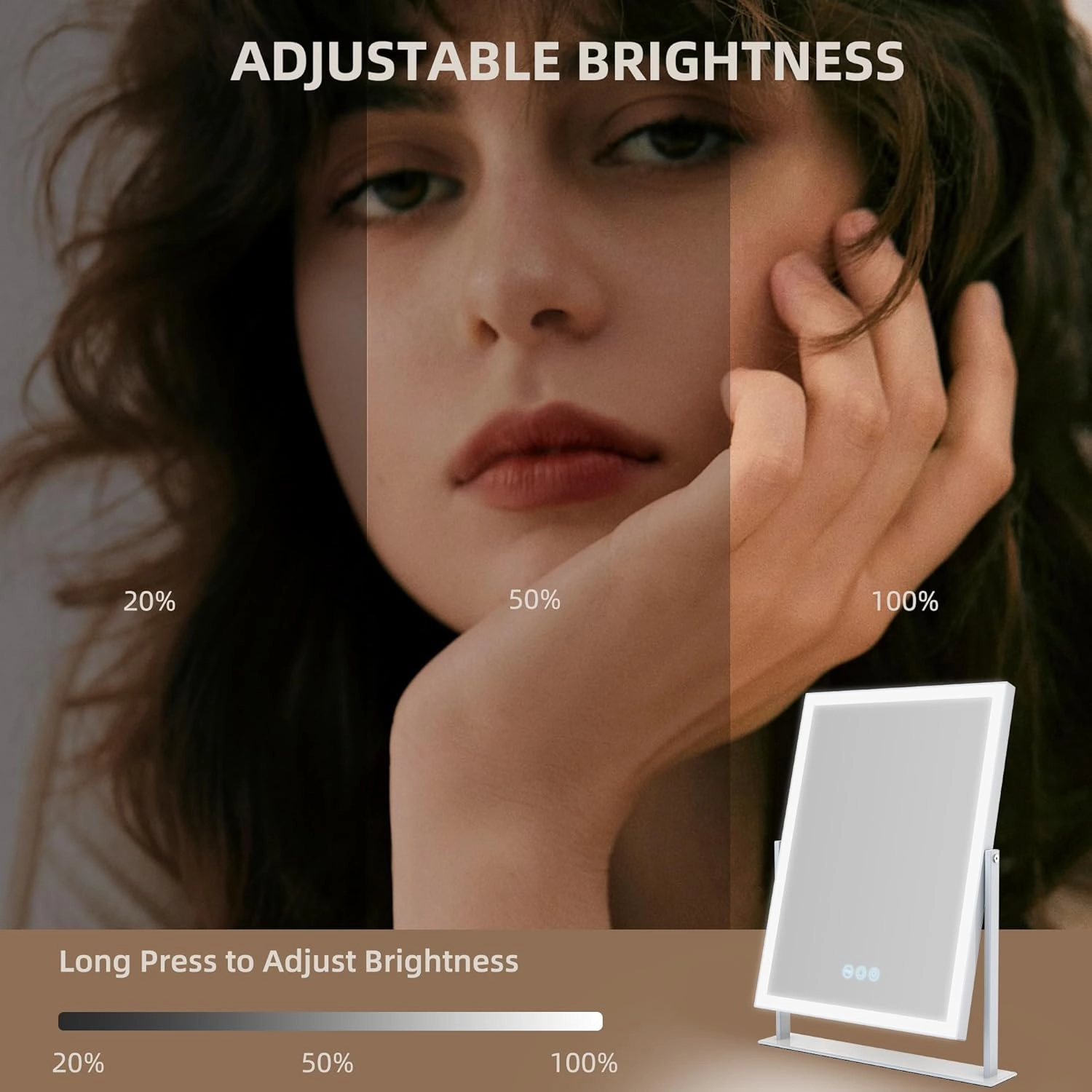 Hansong Led Vanity Mirror with Lights 11.8"×16" Lighted Makeup Mirror with 3 Modes Lights 10X Magnification Mirror Smart Touch Control Dimmable 360°Rotation LED Lighted Mirror for Makeup Desk Bedroom