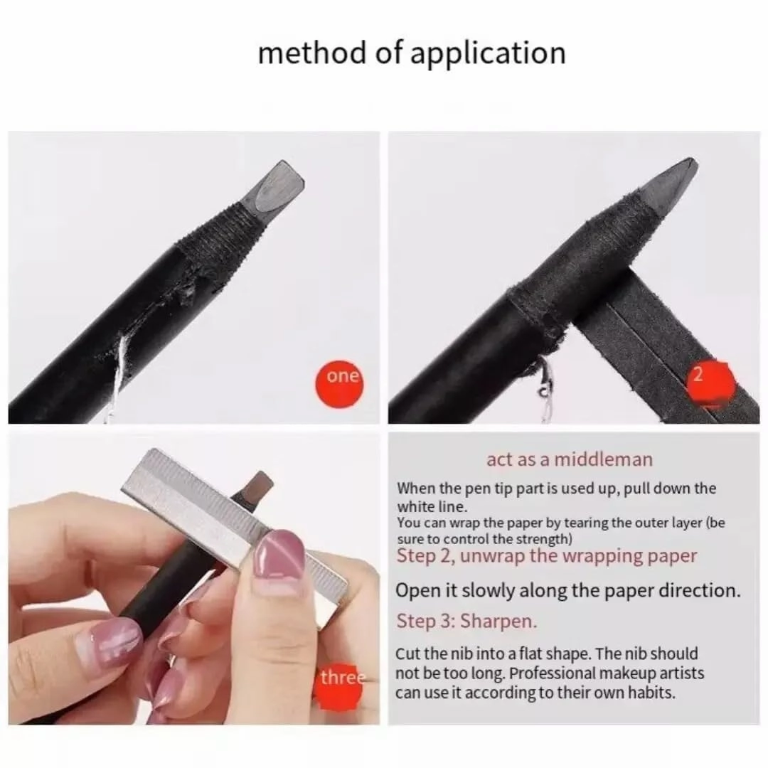 Haozhuang Eyebrow Pencil, 2PCS Haozhuang Pull Eyebrow Pencil, Haozhuang Waterproof Long Lasting Eyebrow Pencil, Haozhuang Microblading Eyebrow Pen, Haozhuang Make Up Eyebrow Pen (Gray)