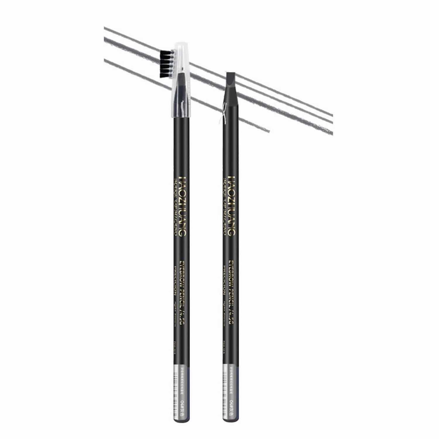 Haozhuang Eyebrow Pencil, 2PCS Haozhuang Pull Eyebrow Pencil, Haozhuang Waterproof Long Lasting Eyebrow Pencil, Haozhuang Microblading Eyebrow Pen, Haozhuang Make Up Eyebrow Pen (Gray)