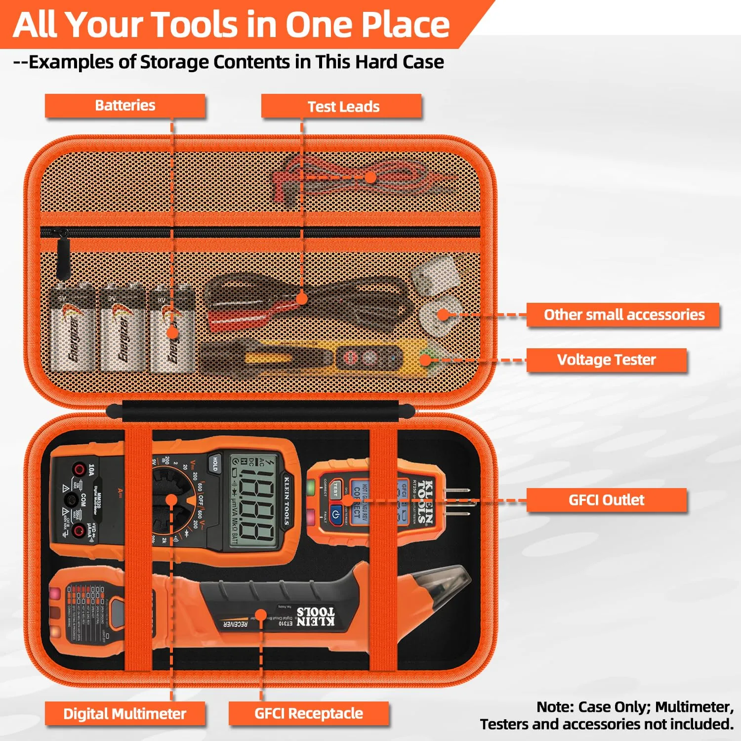 Hard Case for Klein Tools 80101 Circuit Breaker Finder Kit & 69149P Electrical Test Kit Digital Multimeter & ET310 / 80016 Tool Kit, Home Electricity Tester Kit Storage Bag -XL（Case Only）