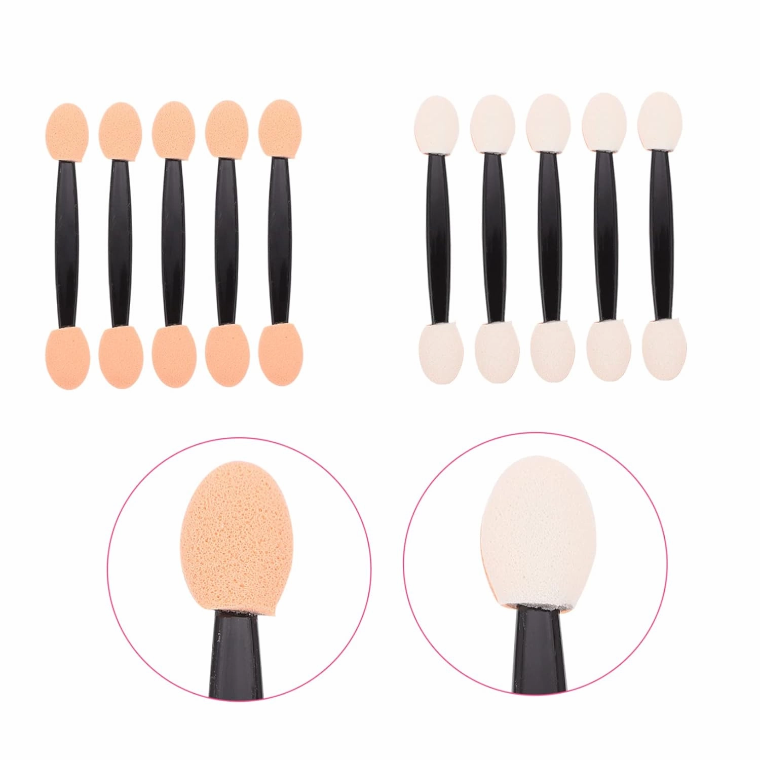 Hemoton 200pcs Double-end Eyeshadow Sponge Applicators Makeup Tool for Eyeliner Eyelash and Eyebrow Comfortable Brush for and Events