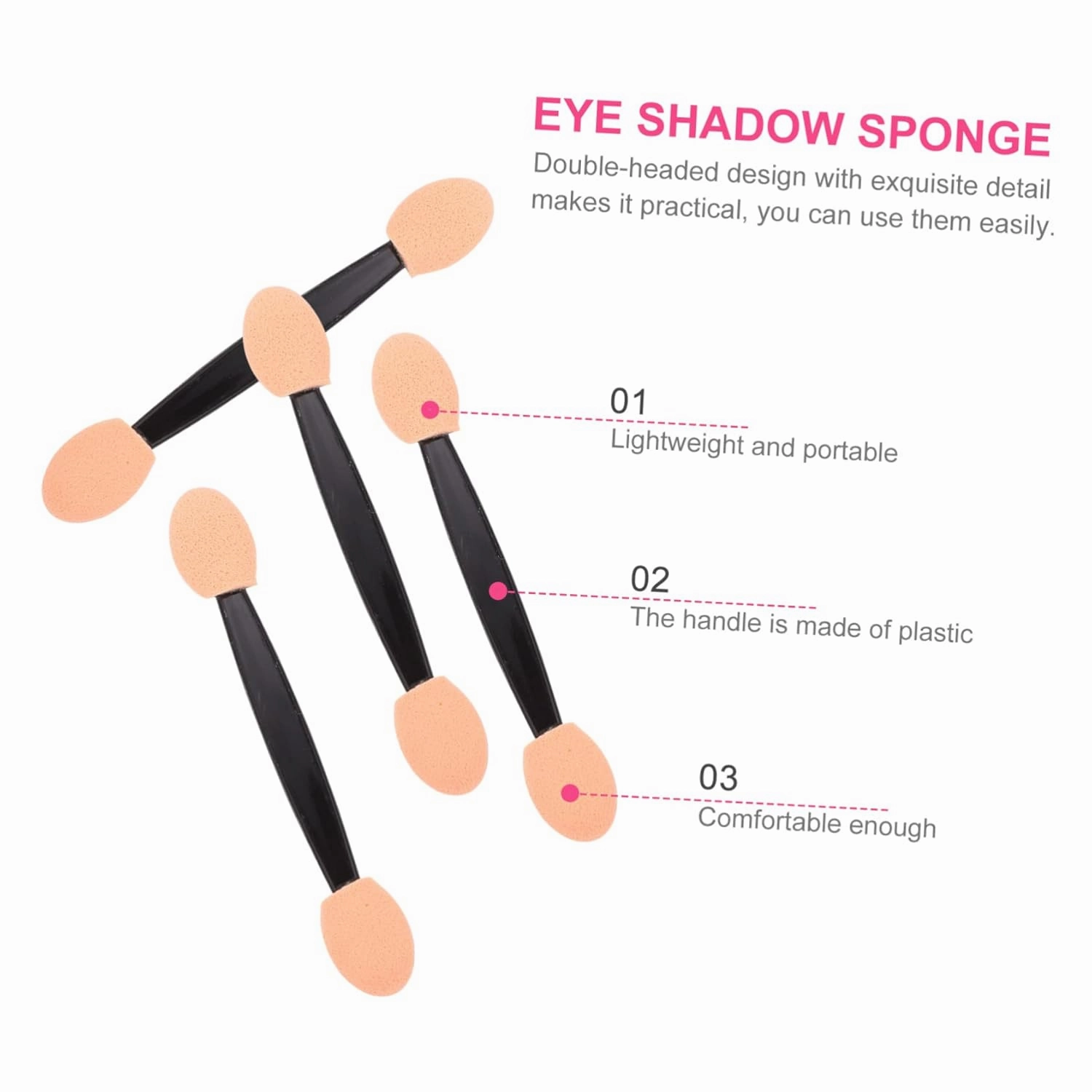 Hemoton 200pcs Double-end Eyeshadow Sponge Applicators Makeup Tool for Eyeliner Eyelash and Eyebrow Comfortable Brush for and Events