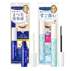 HEROINE MAKE by KISSME Mascara Duo Set | 2 Full-Size - Eyelash Primer EX, Strengthening & Conditioning Treatment   Gentle Eye Makeup Remover for Waterproof Mascara, Fast-Acting Cleanser