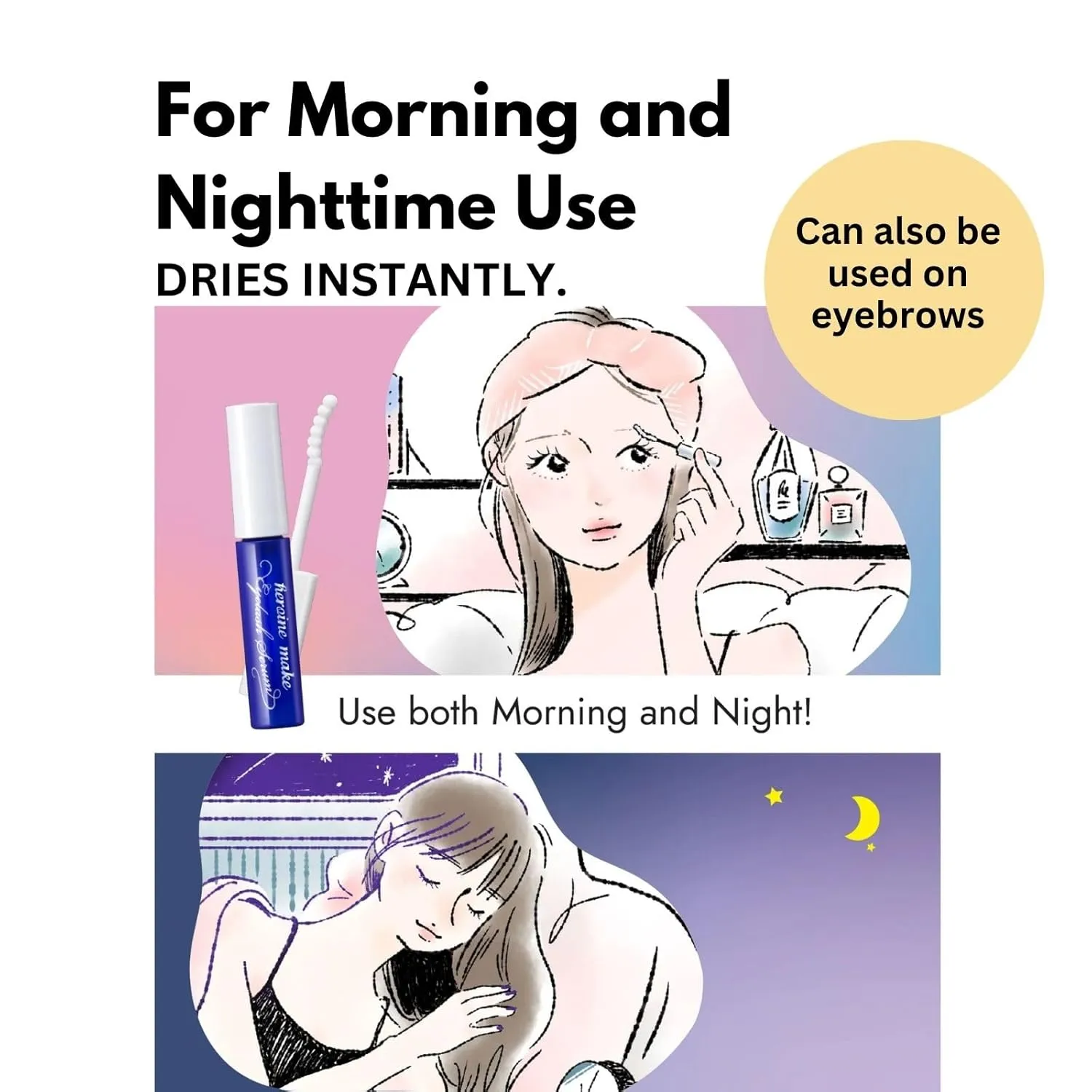 HEROINE MAKE by KISSME Mascara Duo Set | 2 Full-Size - Eyelash Primer EX, Strengthening & Conditioning Treatment   Gentle Eye Makeup Remover for Waterproof Mascara, Fast-Acting Cleanser