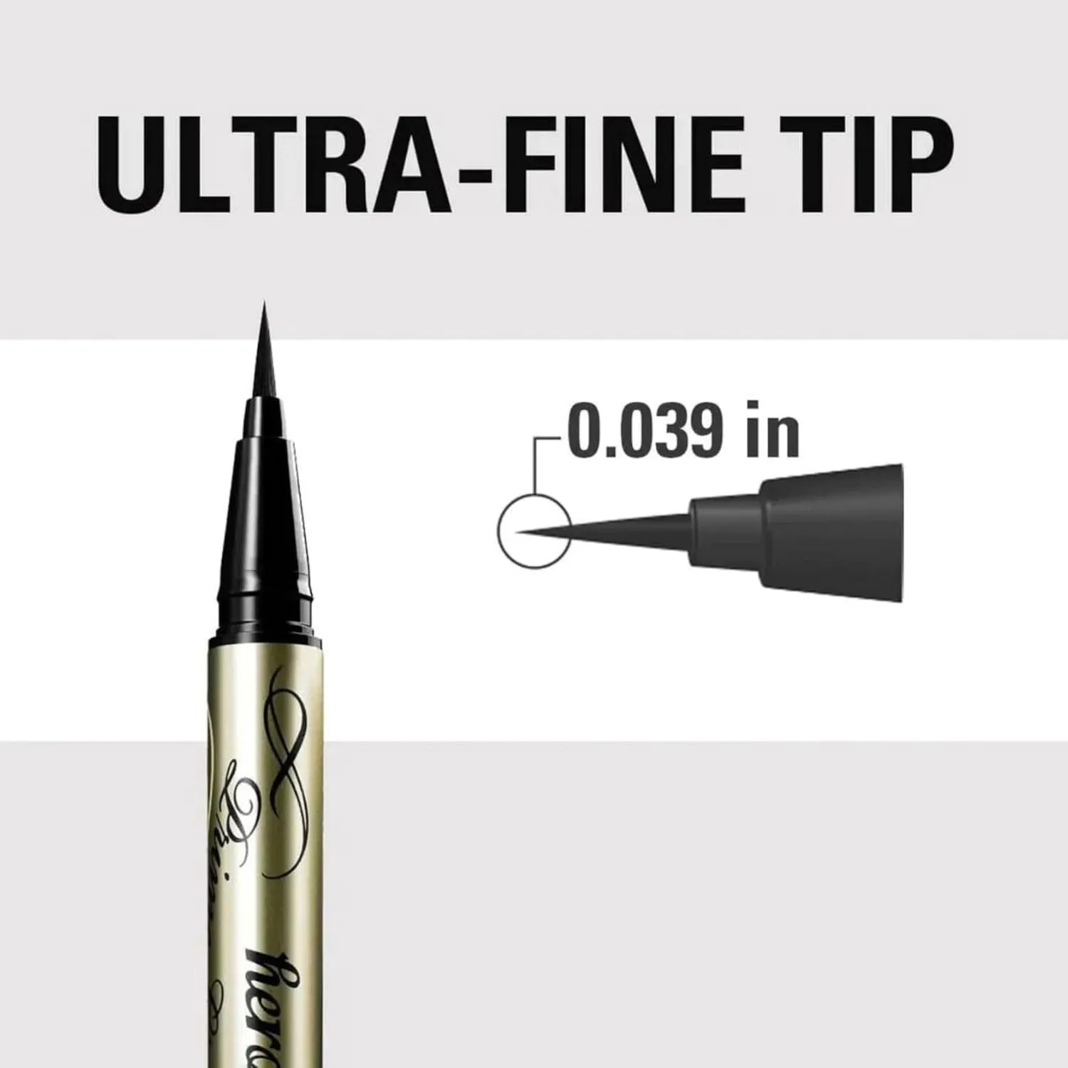 Heroine Make by KissMe Prime Liquid Waterproof Eyeliner for Woman and Sensitive Eyes, Long-lasting & Ultra Thin Tip for Precise Japanese Eye Makeup 01 Jet Black 0.4mL/0.01 Fl Oz