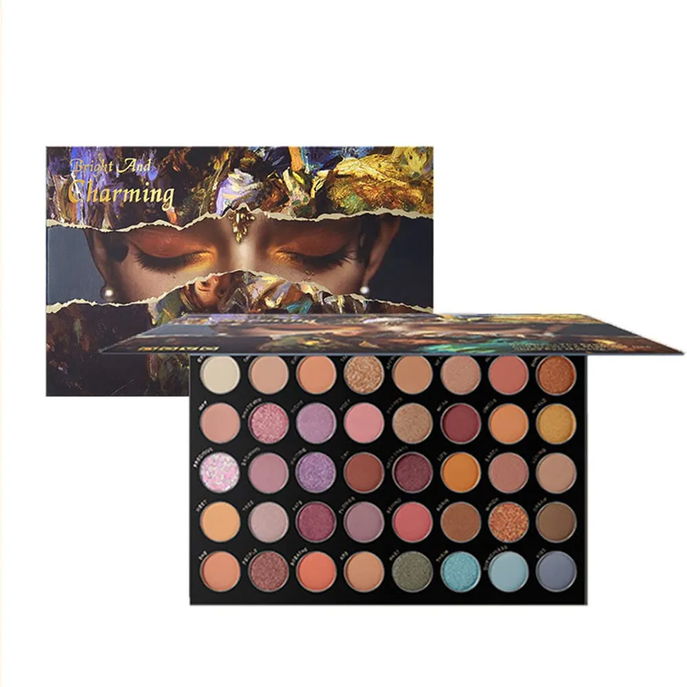 Highly Pigmented Eyeshadow Palette , 40 Colors Matte Shimmer Glitter Metallic Eyeshadow Palette Blendable Waterproof Long Lasting Natural Colors Make Up Eye Shadows Cosmetics Gift Kit-Great for Travel (02#)