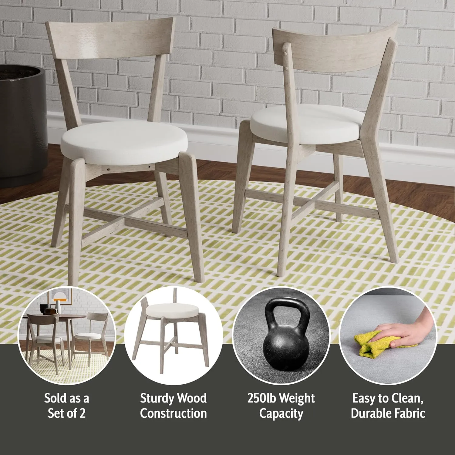 Hillsdale Furniture Hillsdale Mayson, Set of 2 Dining Chair Gray