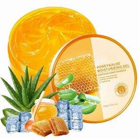 Honey Aloe Vera Gel for Sunburn Relief, 99% Organic Pure Aloe Soothing Cooling Gel for Face, Body, Skin Care, Hydrating&Moisturizing After the Sun, 10.5 oz(300g)