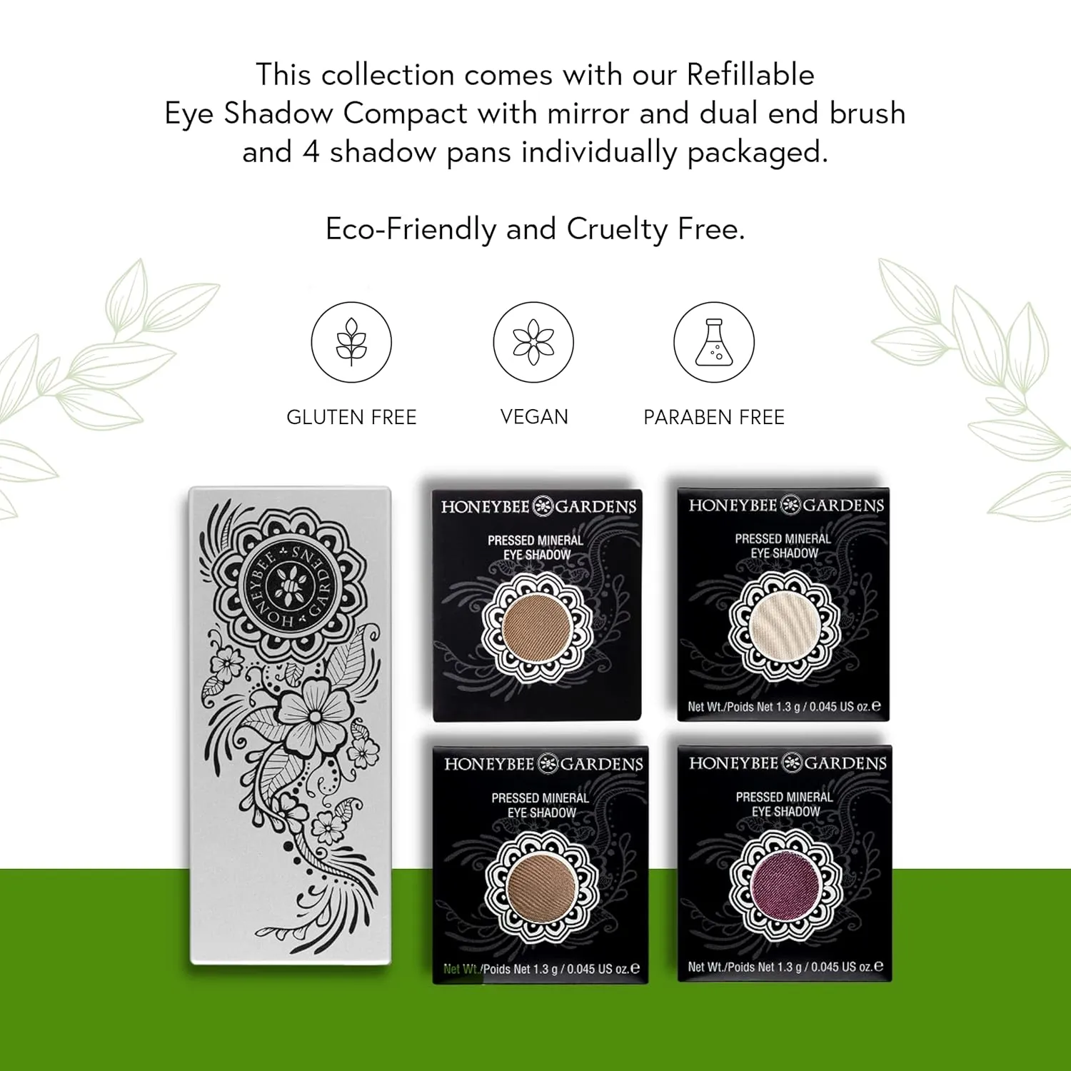 Honeybee Gardens Canyon Sunset Eye Shadow Palette, Clean and Bold, 4 Highly Pigmented Colors With Long Lasting Luxe Finish, Vegan, Cruelty-Free, Gluten-Free, and Paraben-Free, Net Wt 1.3g Each