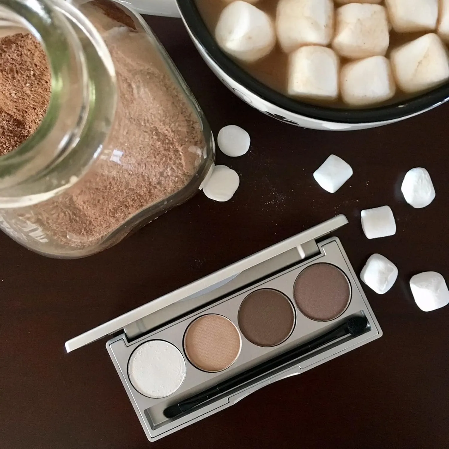 Honeybee Gardens Hot Chocolate Eye Shadow Palette, Clean and Bold, 4 Highly Pigmented Colors With Long Lasting Luxe Finish, Vegan, Cruelty-Free, Gluten-Free, and Paraben-Free, Net Wt 1.3g Each