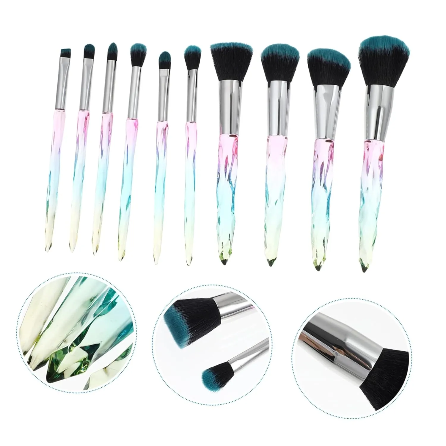 Housoutil 10pc Makeup Brush Set Perfect for Airbrush Foundation Eyeliner Powder Fine Bristles No Shedding