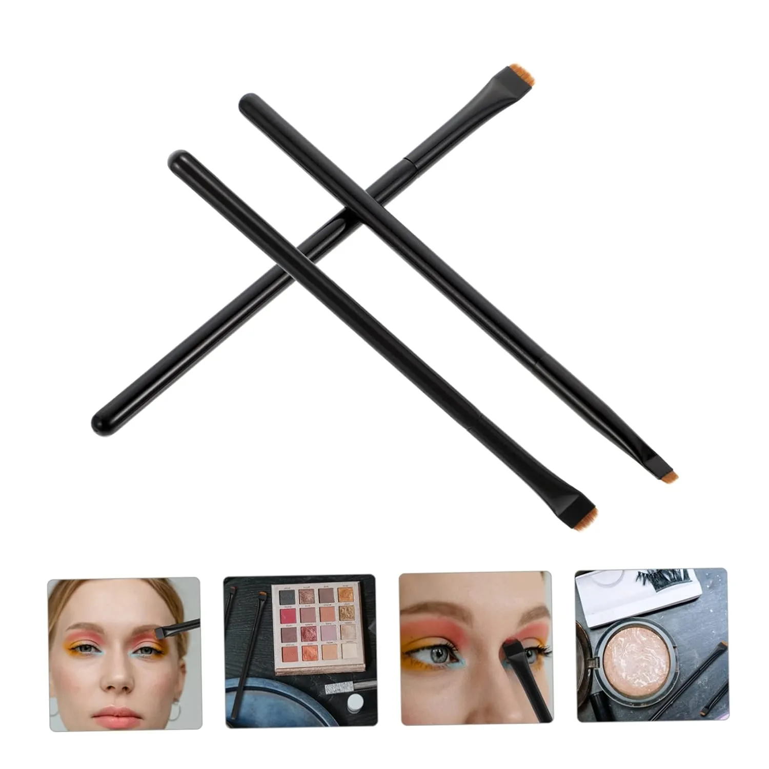 Housoutil 15pcs Eyeliner Brush Makeup Tools for Eye Shadow Application Includes Flat and Angled Brushes Synthetic Bristles for Everyday Looks and Makeup Enthusiasts