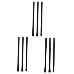 Housoutil 9pcs Eyeliner Brush Set Wooden Handle Cosmetic Brushes for Precise Eye Makeup Includes Flat Flat Easy to Clean Bristles for