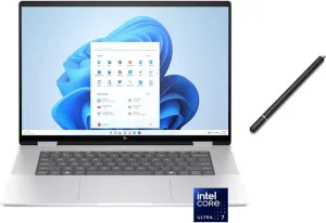 HP Envy 2-in-1 16" 2K Touch-Screen Laptop | Intel Core Ultra 7 155U |Intel Graphics | 5MP IR Camera | Backlit | Silver | 16GB RAM DDR5 | 1024GB SSD | Windows 11 Home | Bundle with Stylus Pen