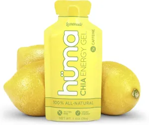 Huma Chia Energy Gel, Lemonade, 12 Gels, 1x Caffeine - Premier Sports Nutrition for Endurance Exercise