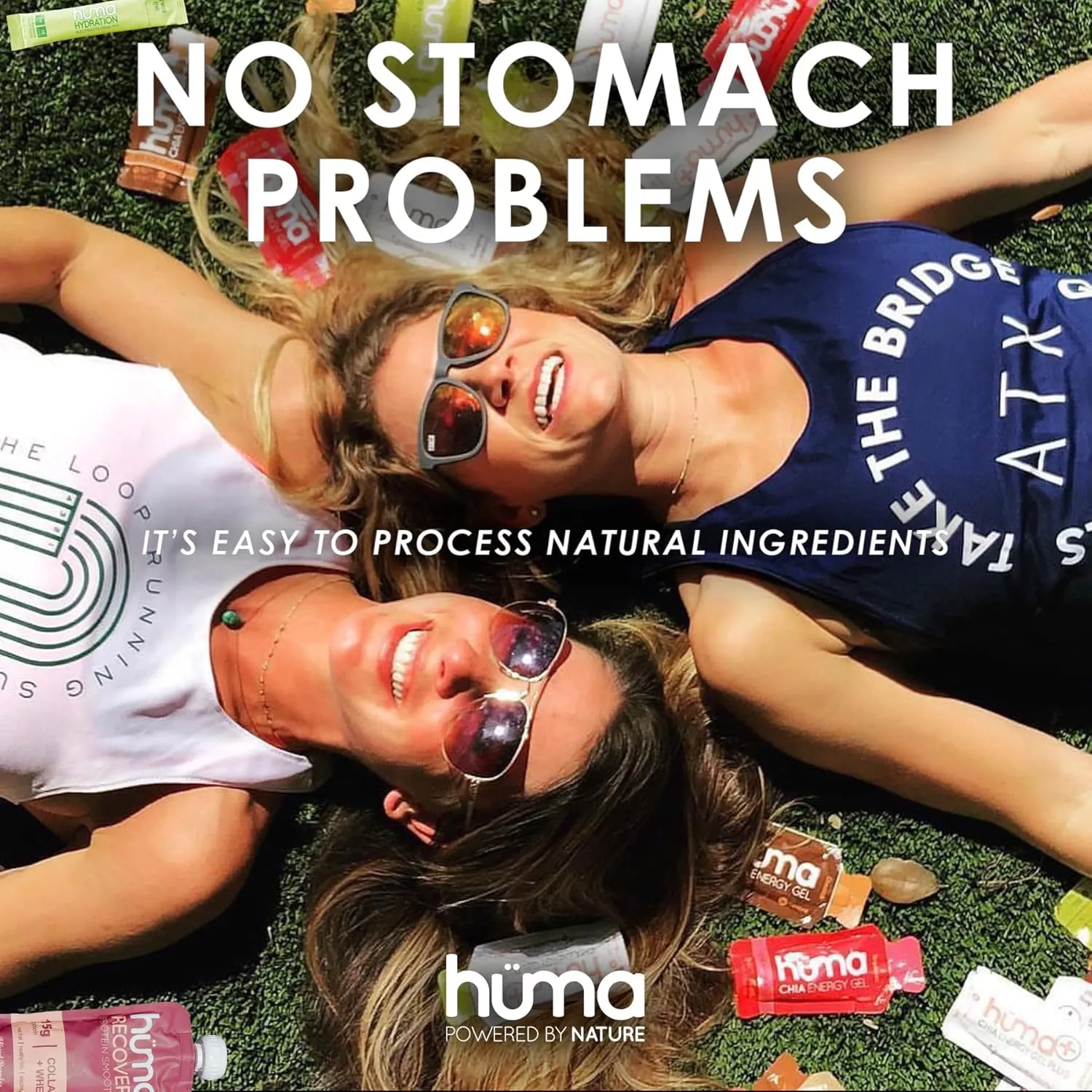 Huma Plus (Double Electrolytes) Chia Energy Gel, Variety Pack, 12 Gels - Stomach Friendly, Real Food Energy Gels