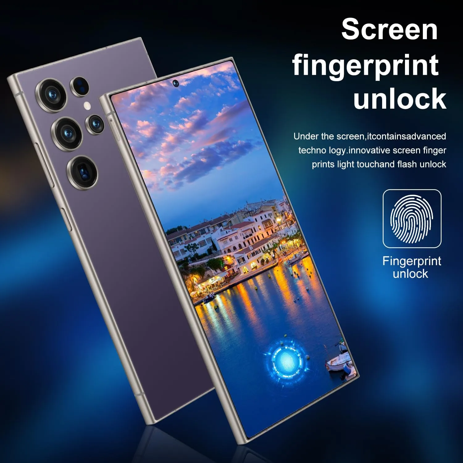 I25 Ultra Unlocked Phone,Android 14 12 512GB Smartphone,Built in Pen The Phone,Cell Phone Battery 7000mAh 6.99" HD Screen,Dual SIM/5G/Face ID/Fingerprint Lock/GPS (Purple, 12 512G)