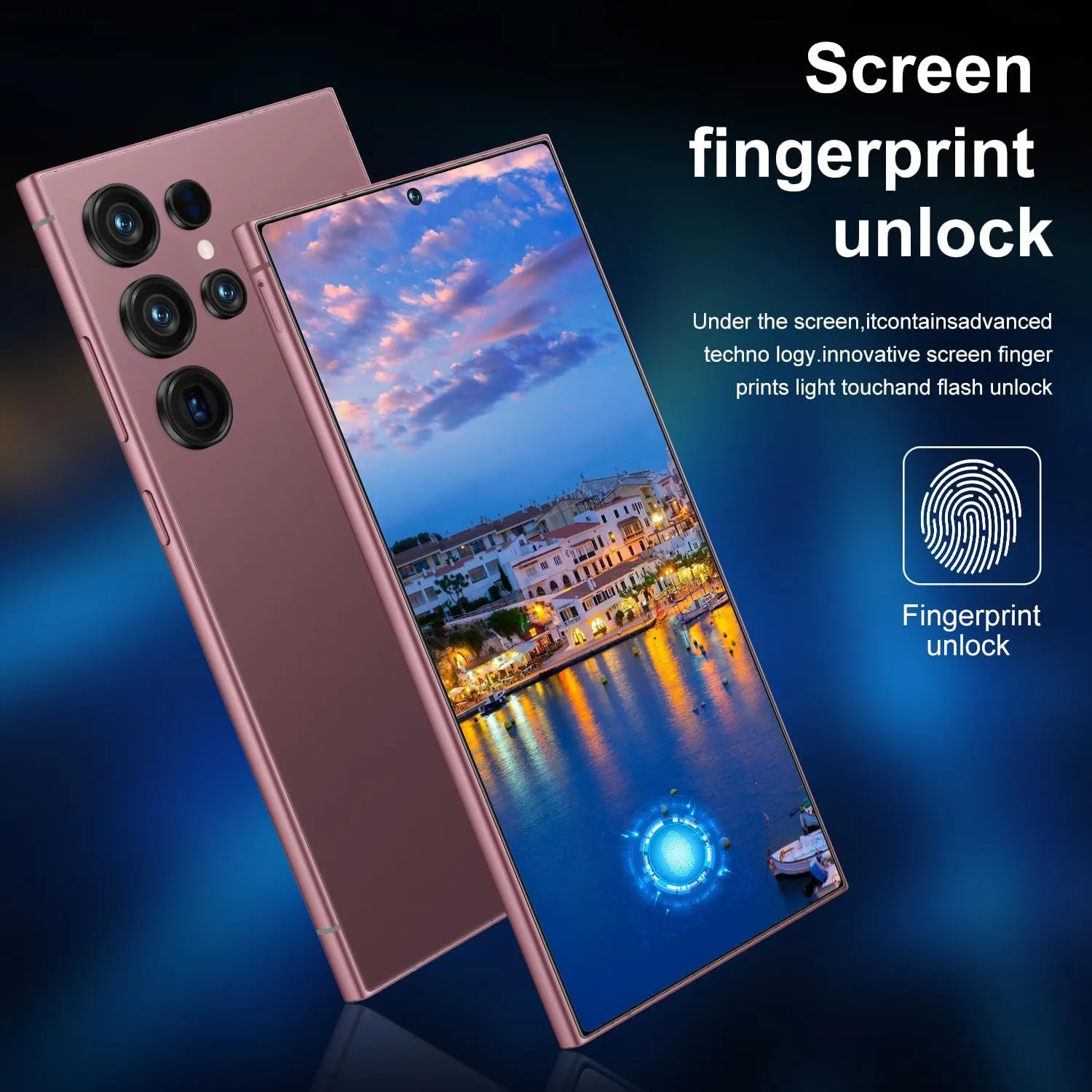 I25 Ultra Unlocked Phone,Android 14 12 512GB Smartphone,Built in Pen The Phone,Cell Phone Battery 7000mAh 6.99" HD Screen,Dual SIM/5G/Face ID/Fingerprint Lock/GPS (Rose Gold, 12 512)