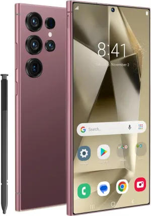 I25 Ultra Unlocked Phone,Android 14 12 512GB Smartphone,Built in Pen The Phone,Cell Phone Battery 7000mAh 6.99" HD Screen,Dual SIM/5G/Face ID/Fingerprint Lock/GPS (Rose Gold, 12 512)