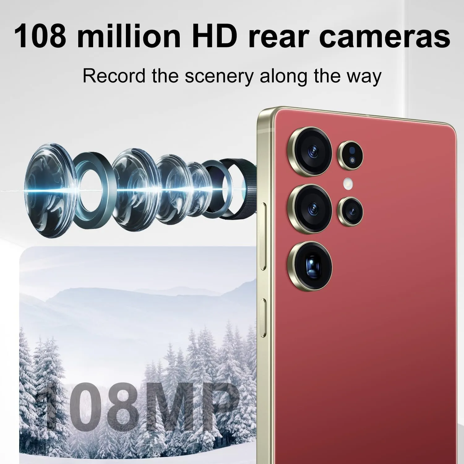 I25 Ultra Unlocked Smartphone 6.9" HD  Display 8 256GB Unlocked Phone,Snapdragon 8 Gen3 7000mAh Dual Speakers 5G Unlocked Phones,Face ID/Fingerprint Lock/GPS (Wine Red)